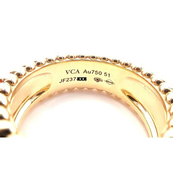 Van Cleef & Arpels 18k Yellow Gold Perlee Diamond 5 Row Band Ring Size 5.75 Cert - Picture 12 of 12